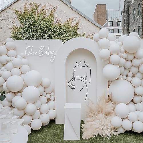 IHEPYQ White Balloons Double Stuffed Sand Different Sizes 18 12 5 Inch for Garland Arch Kit Neutral Baby Shower Bridal Wedding Birthday Party Decor - Image 1