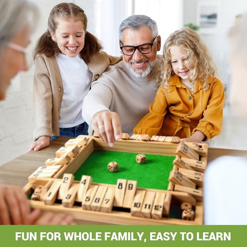 ropoda Shut The Box Game Upgraded 12 Numbers Wooden Board Games for Adult and Kids Shut The Box Dice Game Addition Training Fun for Family Game Night - Image 5
