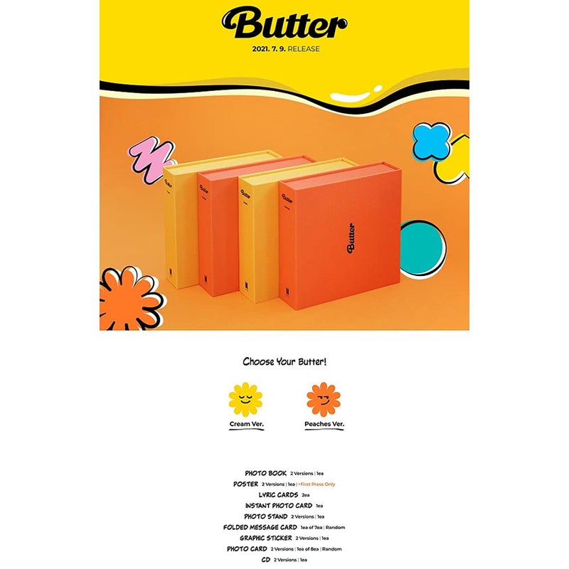 Import Big Hit Entertainment BTS - Butter Album+Extra Photocards Set (Cream+Peaches ver. Set) KTMMD1083 - Image 2