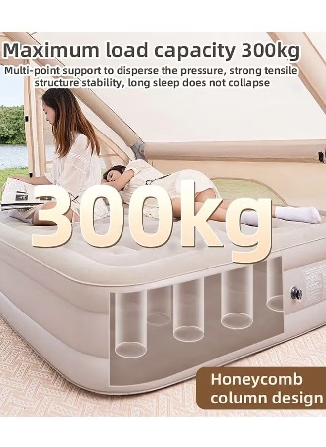 XiuWoo - Portable Inflatable Air Mattress with Built in Electric Pump, Water-Resistant Sleeping Pad Features Fast Self-Inflation Deflation, I for Camping, Backpacking, Hiking, Carry Bag Included, Double Size 203*157*47cm - Image 1