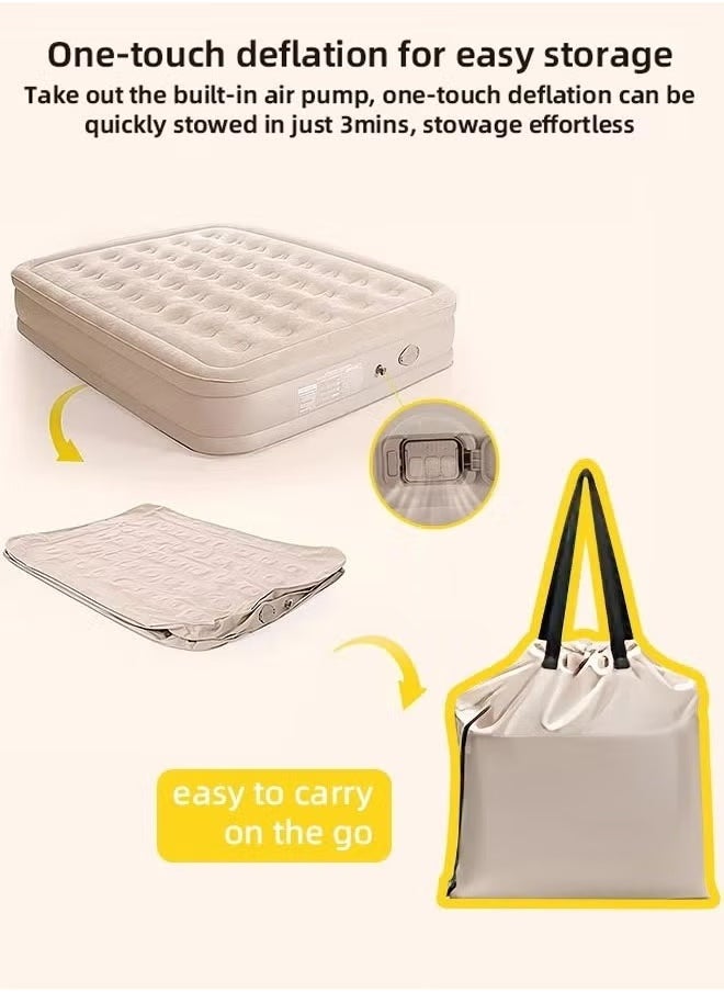 XiuWoo - Portable Inflatable Air Mattress with Built in Electric Pump, Water-Resistant Sleeping Pad Features Fast Self-Inflation Deflation, I for Camping, Backpacking, Hiking, Carry Bag Included, Double Size 203*157*47cm - Image 1