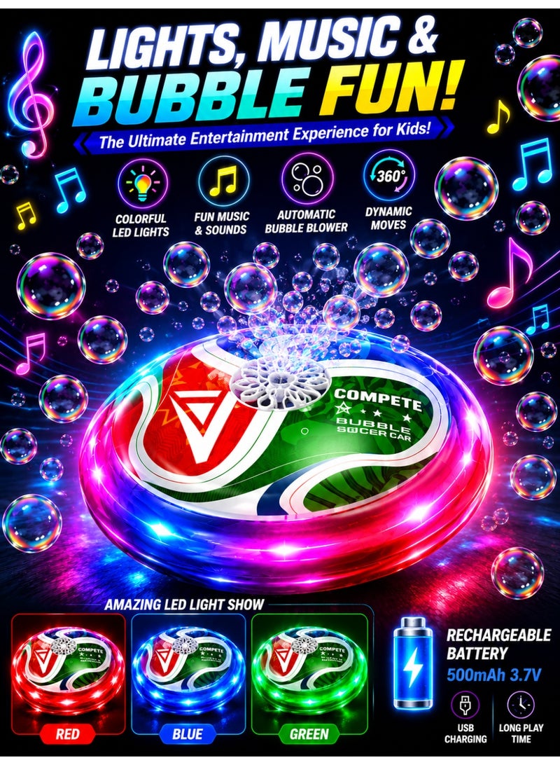 Eworld Bubble RC Soccer Car Toy with Remote Control, Automatic Bubble Blower, LED Lights, Music & 360° Rotation, Rechargeable Electric Kids Toy for Boys & Girls 6+ Years - Image 4