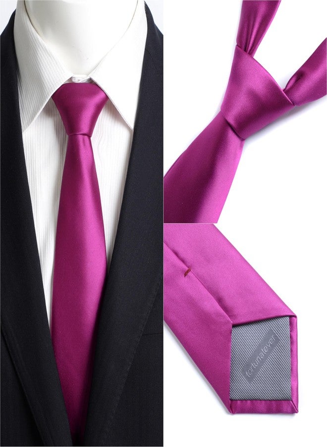 fortunatever Men's Solid Satin Necktie,Purple Ties For Men With Gift Box - Image 3