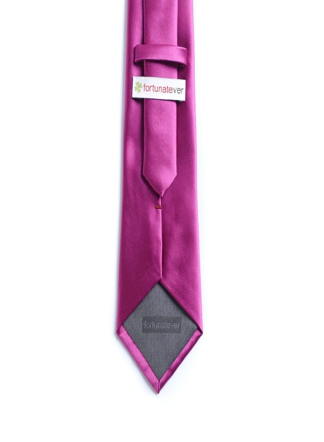 fortunatever Men's Solid Satin Necktie,Purple Ties For Men With Gift Box - Image 2