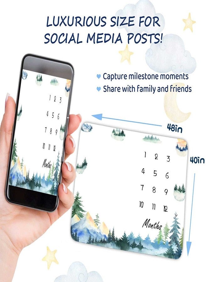 FHZON Forest Milestone Blanket Mountain Tree Baby Blanket Newborn Gift Memento Soft Swaddle Portable Crawl Pad 48x40inch - Image 3