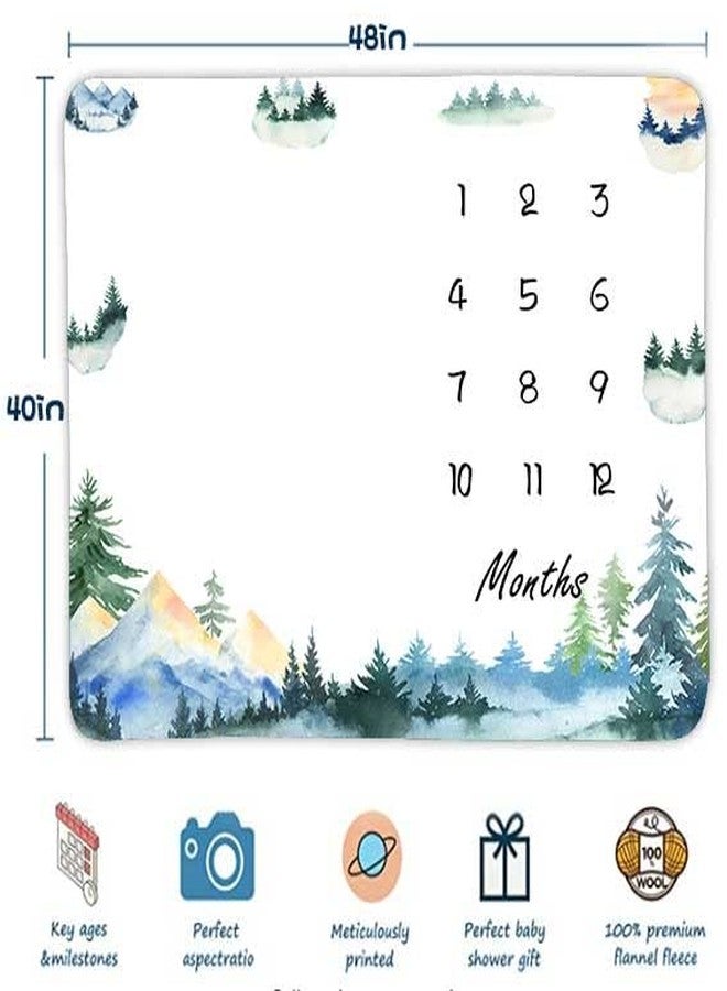 FHZON Forest Milestone Blanket Mountain Tree Baby Blanket Newborn Gift Memento Soft Swaddle Portable Crawl Pad 48x40inch - Image 4