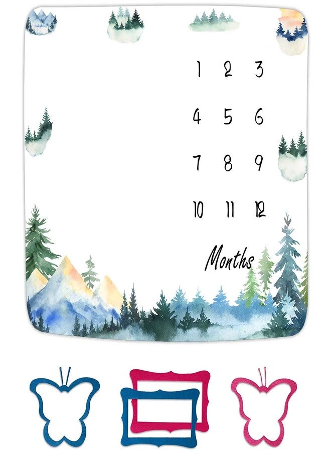 FHZON Forest Milestone Blanket Mountain Tree Baby Blanket Newborn Gift Memento Soft Swaddle Portable Crawl Pad 48x40inch - Image 1