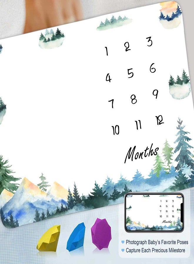 FHZON Forest Milestone Blanket Mountain Tree Baby Blanket Newborn Gift Memento Soft Swaddle Portable Crawl Pad 48x40inch - Image 2