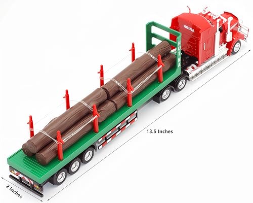 Gemini&Genius GeminiGenius Timber Truck Toys for Kids Heavy Duty Alloy Truck Timber Construction Vehicle 150 Scale Diecast Trailer Transport Vehicles Toys for Kids - Image 5