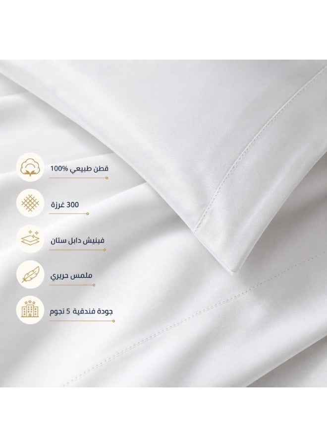 تى ام هوم طقم كفر لحاف، 3 قطع، قطن طبيعي 100%، 300 خيط، تشطيب ساتان مزدوج، جودة فنادق 5 نجوم، أبيض - Image 4