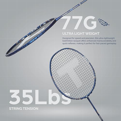 TANSO Arashi SS Strung Badminton Racket (35 Lbs Tension, Recommended by Padukone School of Badminton, 77 Grams Ultra Light Weight Full Carbon Fiber with Premium Strings and Full Racquet Cover) - Image 2