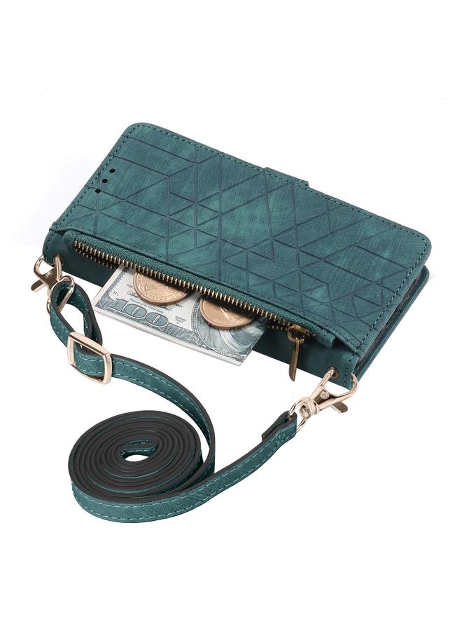 اس-توب جراب هاتف iPhone 15 Plus بسحاب هندسي ومشبك جانبي من الجلد مع حبل كروس بودي - Image 2