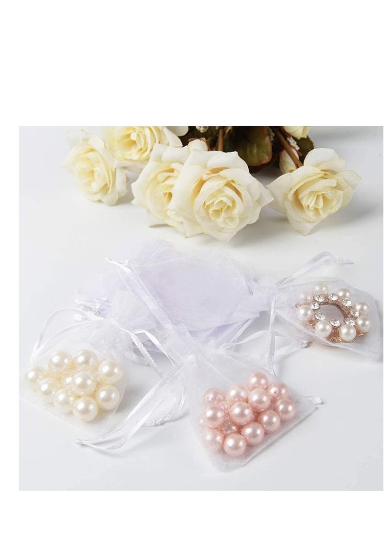 MARKQ 100 Pieces Organza Bags with Drawstrings | 12 X 17 cm Organza Bags for Jewelry Pouches, Candies and Wedding Party | Eid Christmas Bags for Gifts | Organza Gift Bags | Goody Bags (White)  - Image 5