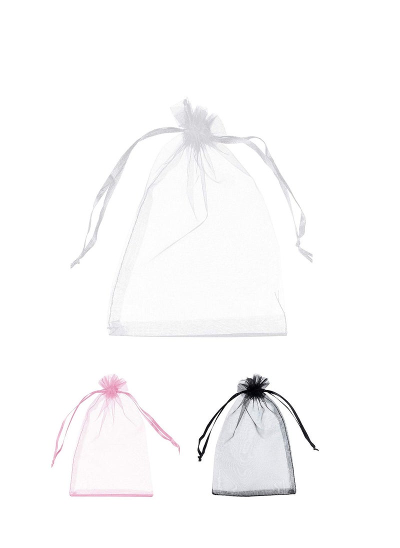 MARKQ 100 Pieces Organza Bags with Drawstrings | 12 X 17 cm Organza Bags for Jewelry Pouches, Candies and Wedding Party | Eid Christmas Bags for Gifts | Organza Gift Bags | Goody Bags (White)  - Image 1