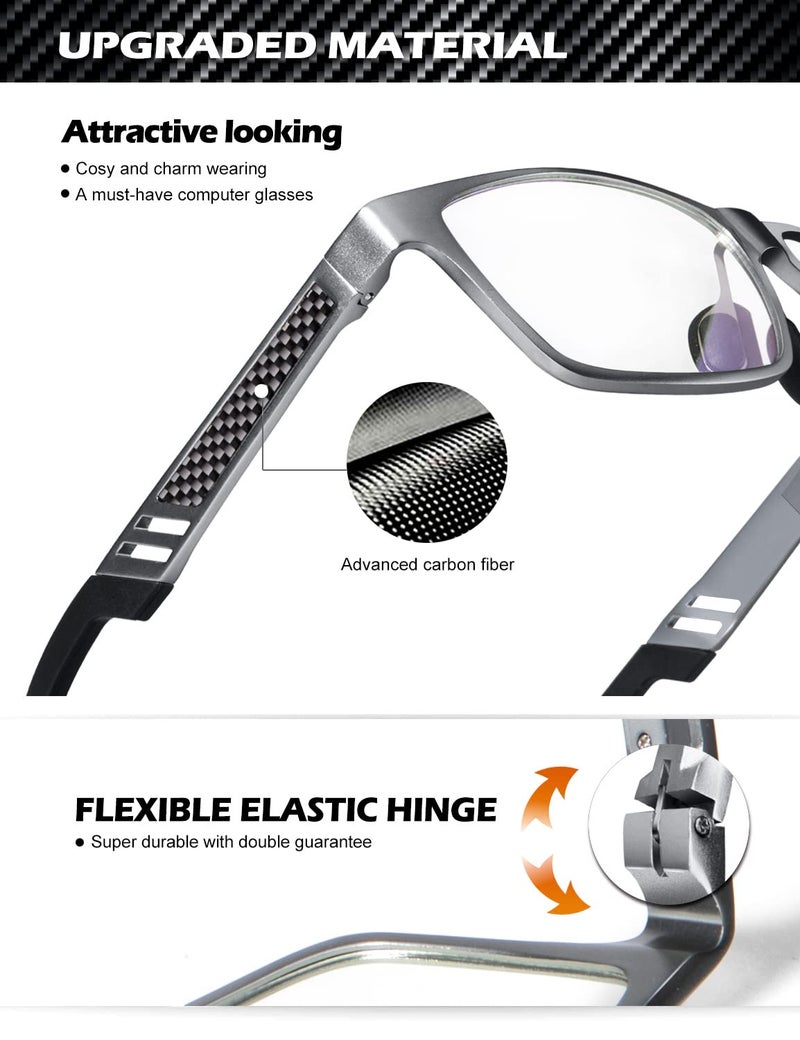ANYLUV Blue Light Blocking Glasses Men Computer Gaming Glasses Lightweight Al-Mg Metal Anti Eyestrain Eye Protection - Image 2