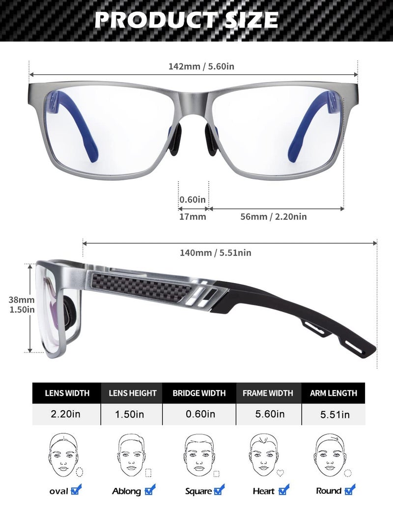 ANYLUV Blue Light Blocking Glasses Men Computer Gaming Glasses Lightweight Al-Mg Metal Anti Eyestrain Eye Protection - Image 3
