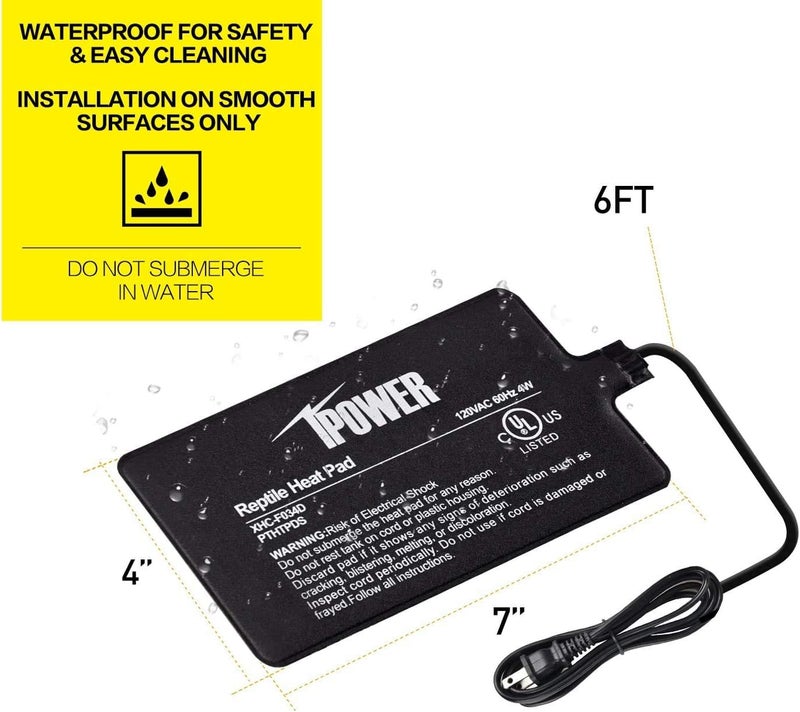 iPower 4x7 Reptile Heat Mat Under Tank Terrarium Heater Warmer Heating Pad Digital Thermometer and Hygrometer with Temperature and Humidity Probe for Amphibian Pet and Small Animals - Image 4