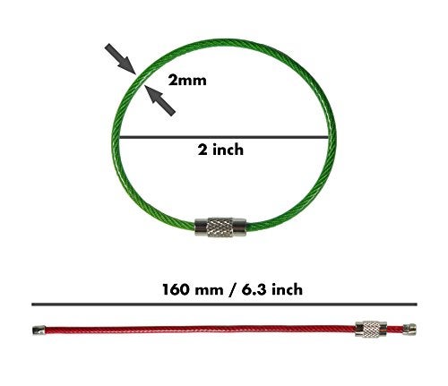 Millennial Essentials 20pack Colored Nylon Coated Stainless Steel Wire Keychains 2mm 6.3 Inches Aircraft Cable Key Ring Loops for Hanging Luggage Tags or ID Tags (Assorted 20 Pack) - Image 2