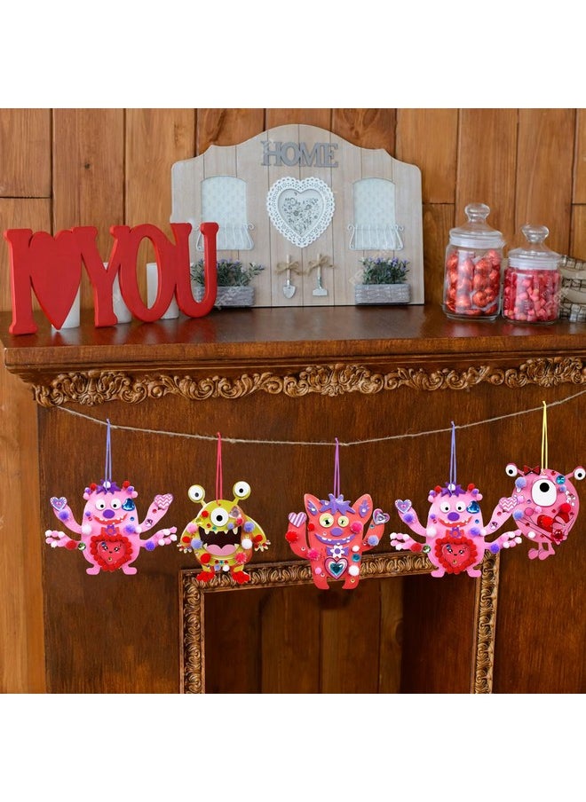 MLOLM 28 Sets Valentine Monster Craft Kit Diy Foam Monster Ornaments Craft Kit Valentine'S Day Gift For Classroom Art Craft Valentine'S Day Party Favors Gift Exchange Home Activity  - Image 4