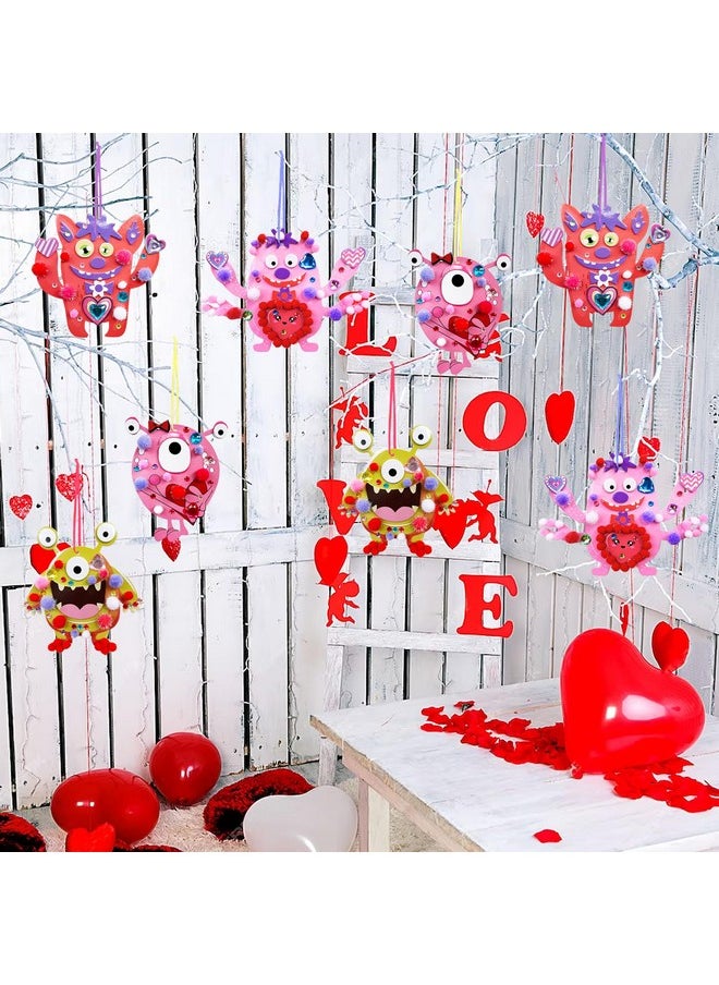 MLOLM 28 Sets Valentine Monster Craft Kit Diy Foam Monster Ornaments Craft Kit Valentine'S Day Gift For Classroom Art Craft Valentine'S Day Party Favors Gift Exchange Home Activity  - Image 3