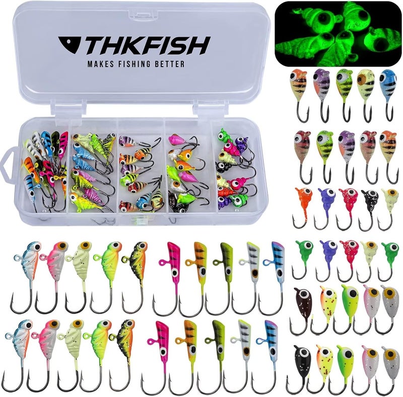 THKFISH Ice Fishing Jigs Kit Ice Fishing Lures for Walleye Perch Jigs Heads for Ice Fishing Tackle Panfish Crappie Jigs 50PCS/31PCS - Image 1