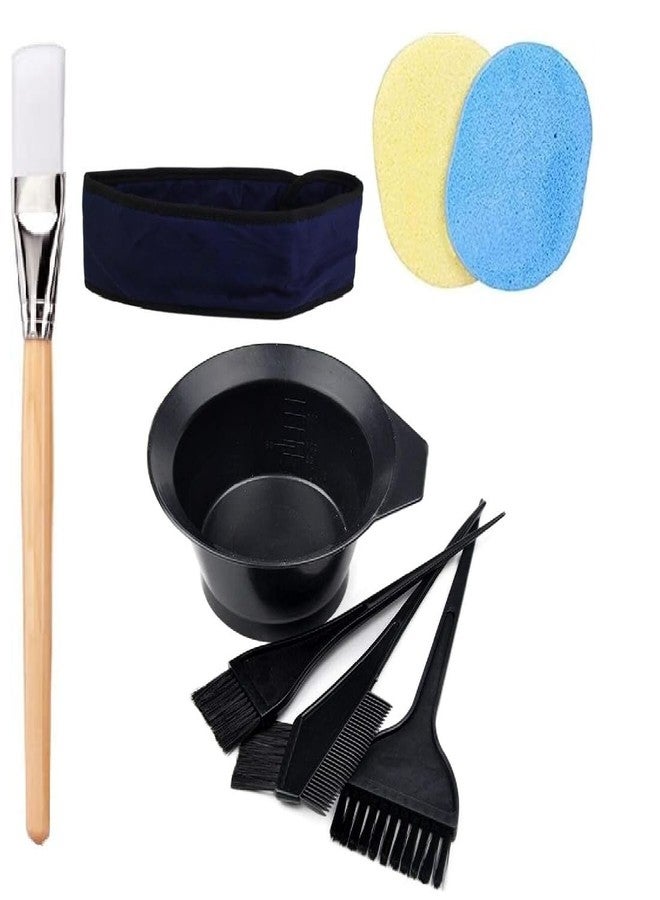 Onward Facial Brush Bowl Kit , Wooden Brush , 2 Face Cleaning Sponges, Facial Headband , Beauty Salon Spa Professional Styling Hair Dye Color Mixing Bowl, Hair Dyeing Brush set , Face Wash Headband Women (Wooden Brush,Bowl,Sponge,Headband,Dyeing Brush Set) - Image 1