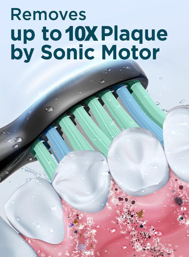 Fairywill Sonic Electric Toothbrush for Adults and Kids,Comes with 8 Brush Heads & Travel Case,5 Modes,SmarTimer and QuadPacer,40000 VPM Deep Clean,4 Hours Charge for 30 Days, Black - Image 2
