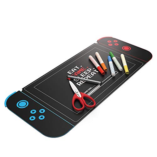 Uncommon Desks Kid's Desk Mat - For Schoolwork Arts & Crafts - Fun Computer & Mouse Pad Blotter - Washable Cover - Student School Organizer - Cute Office, Home School Supplies - Game Controller Design - Image 1