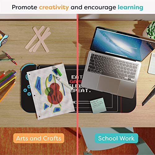 Uncommon Desks Kid's Desk Mat - For Schoolwork Arts & Crafts - Fun Computer & Mouse Pad Blotter - Washable Cover - Student School Organizer - Cute Office, Home School Supplies - Game Controller Design - Image 3