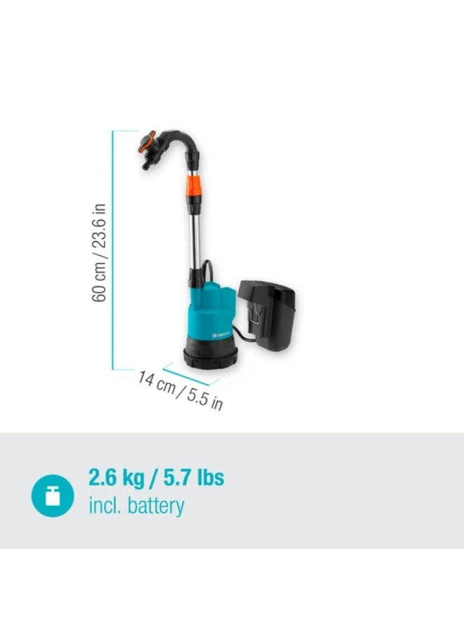 GARDENA BATTERY RAINWATER TANK PUMP 2000/2 18V P4A READY TO USE SET - Image 3