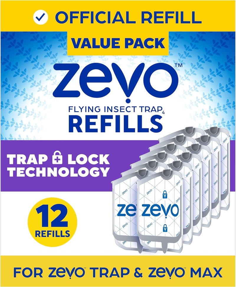 ZEVO Flying Insect Refills for Indoor Light Trap: 12 Light Trap Refill Cartridges Capture Fruit Flies, Gnats and Houseflies (12 Cartridges) - Image 1