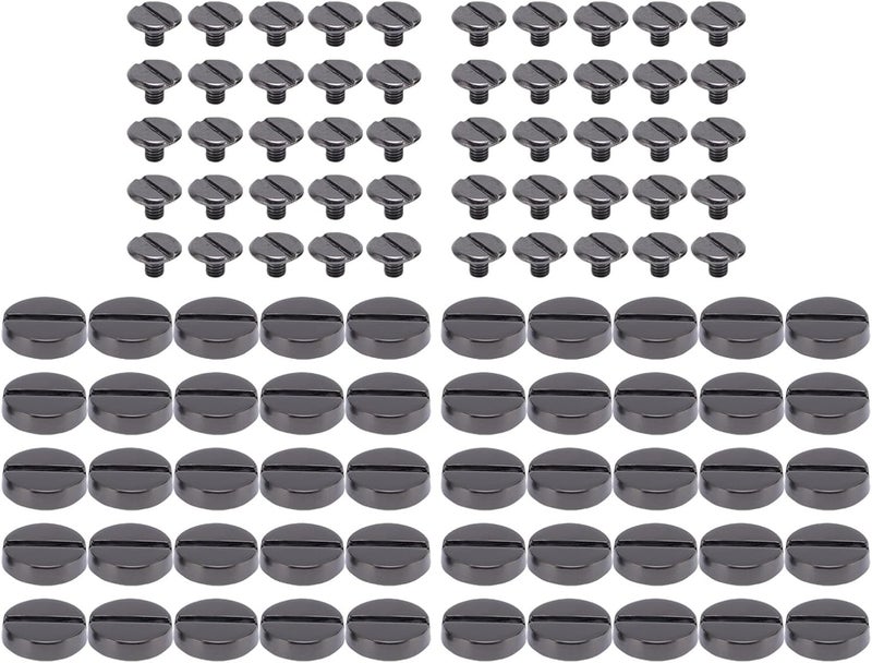 Screw Rivets Leather Rivets Book Binding Posts Nail Rivets Durable Zinc Alloy Flat Slotted Cap Rivets for Belt Handbag Repair Crafting 12mm 50 Pieces - Image 1