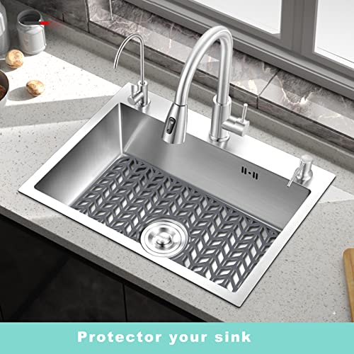 AWOKE Sink Protectors for Kitchen Sink | 18.2"x 12.5" Kitchen Sink Mats for Bottom of Kitchen Sink | Sink Inserts for Kitchen Sink of Stainless Steel Sink | Center Drain (Grey) - Image 5