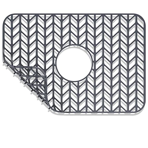 AWOKE Sink Protectors for Kitchen Sink | 18.2"x 12.5" Kitchen Sink Mats for Bottom of Kitchen Sink | Sink Inserts for Kitchen Sink of Stainless Steel Sink | Center Drain (Grey) - Image 1