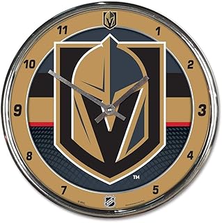 WinCraft WinCraft NHL Vegas Golden Knights ClockChrome Round Wall Style Clock, Team Colors, One Size  - Image 1