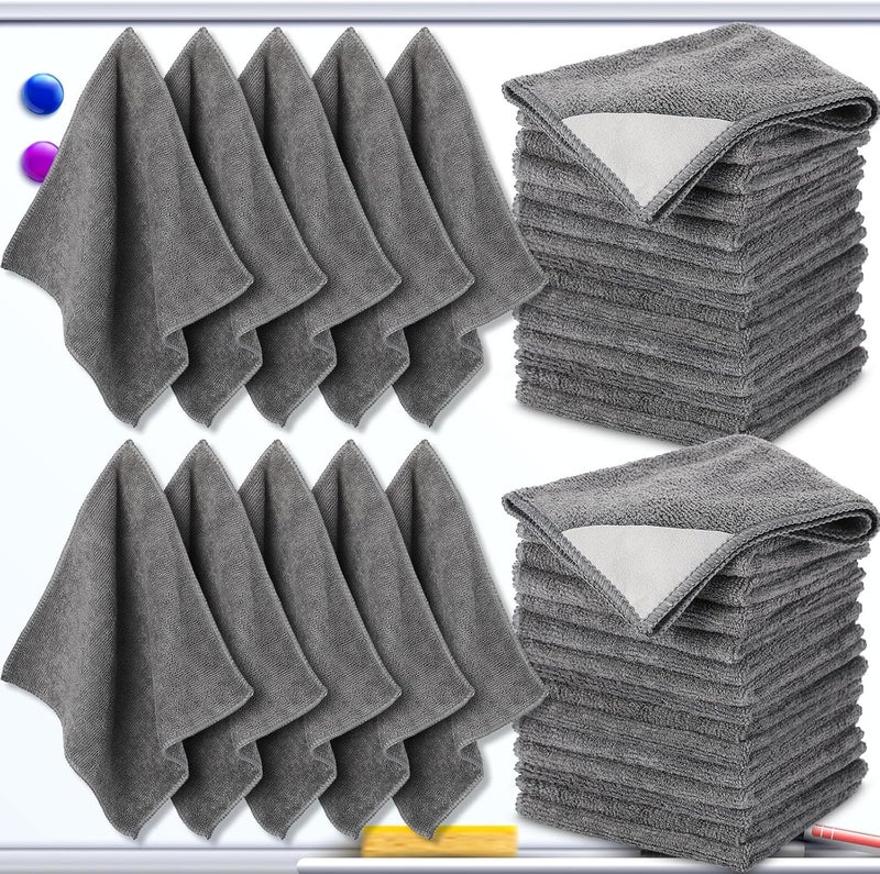 Tudomro 30 Pcs Magnetic Cleaning Cloth Dry Erasers Bulk for White Boards with Most Whiteboards Dry Erase Eraser Reusable Microfiber Cloth Eraser for Classroom, Home Office, 10'' x 10'' (Gray) - Image 1