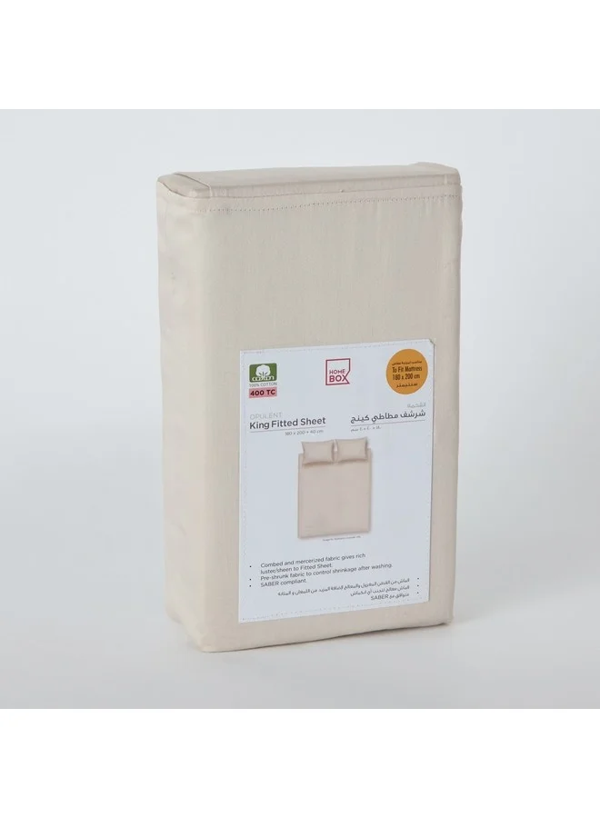 Home Box Opulent Luxe Solid Cotton King Fitted Sheet 180 x 200 x 40 cm