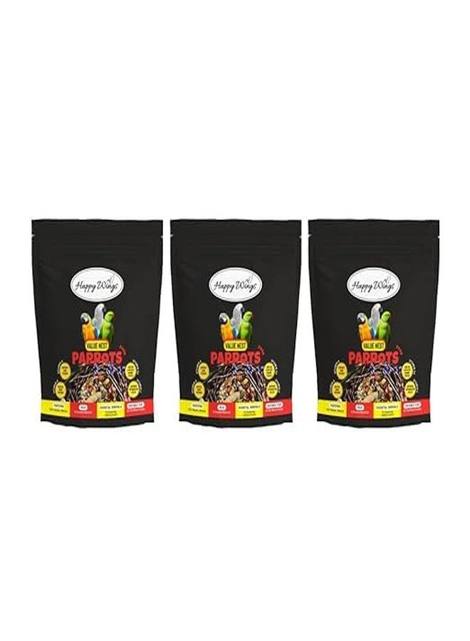 Happy Wings Value Nest Mix Seed Bird Food for Parrots, African Grey Parrots, Macaws, Lorikeets - (200gm x 3) Pack | Premium Seed Blend | Complete Balanced Bird Feed Mix | Bird Food for All Life Stages - Image 1