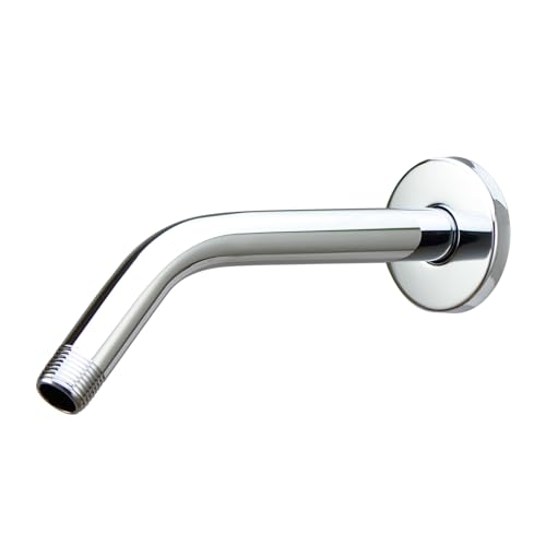 Purelux Shower Arm 8 Inches Universal Replacement Made of Stainless Steel, Chrome Finish Flange Included - Image 1