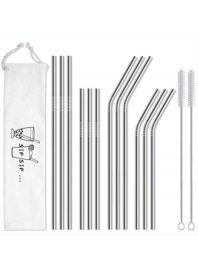 Hiware 12-Pack Reusable Stainless Steel Metal Straws with Case - Long Drinking Straws for 30 oz and 20 oz Tumblers Yeti Dishwasher Safe - 2 Cleaning Brushes Included - Image 1