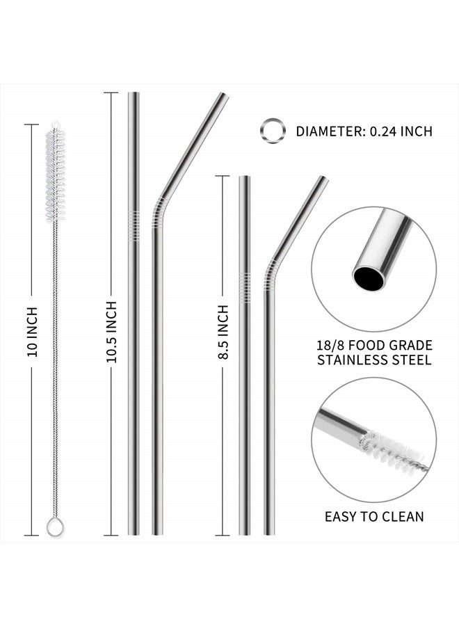 Hiware 12-Pack Reusable Stainless Steel Metal Straws with Case - Long Drinking Straws for 30 oz and 20 oz Tumblers Yeti Dishwasher Safe - 2 Cleaning Brushes Included - Image 2