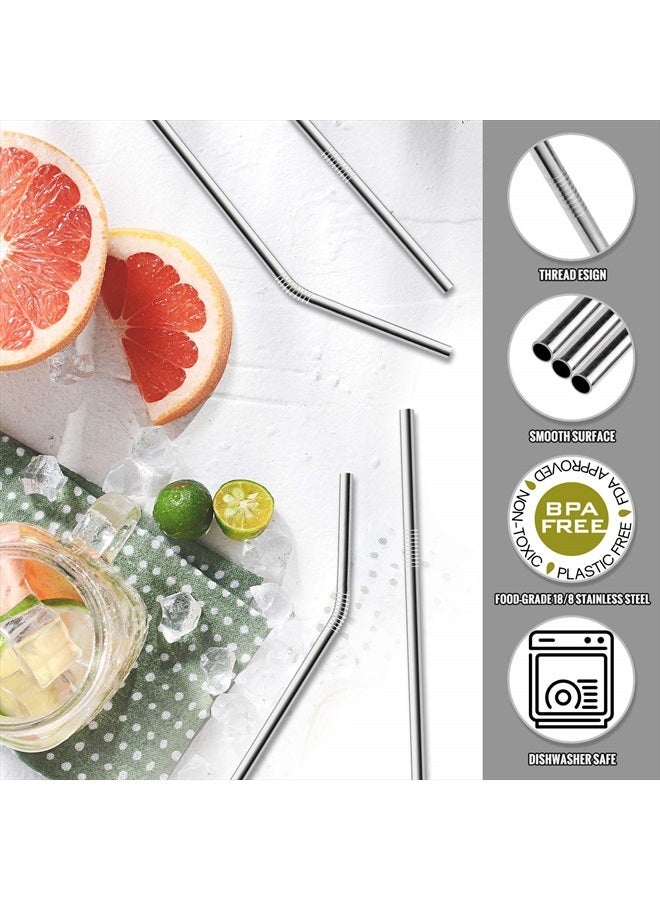 Hiware 12-Pack Reusable Stainless Steel Metal Straws with Case - Long Drinking Straws for 30 oz and 20 oz Tumblers Yeti Dishwasher Safe - 2 Cleaning Brushes Included - Image 3