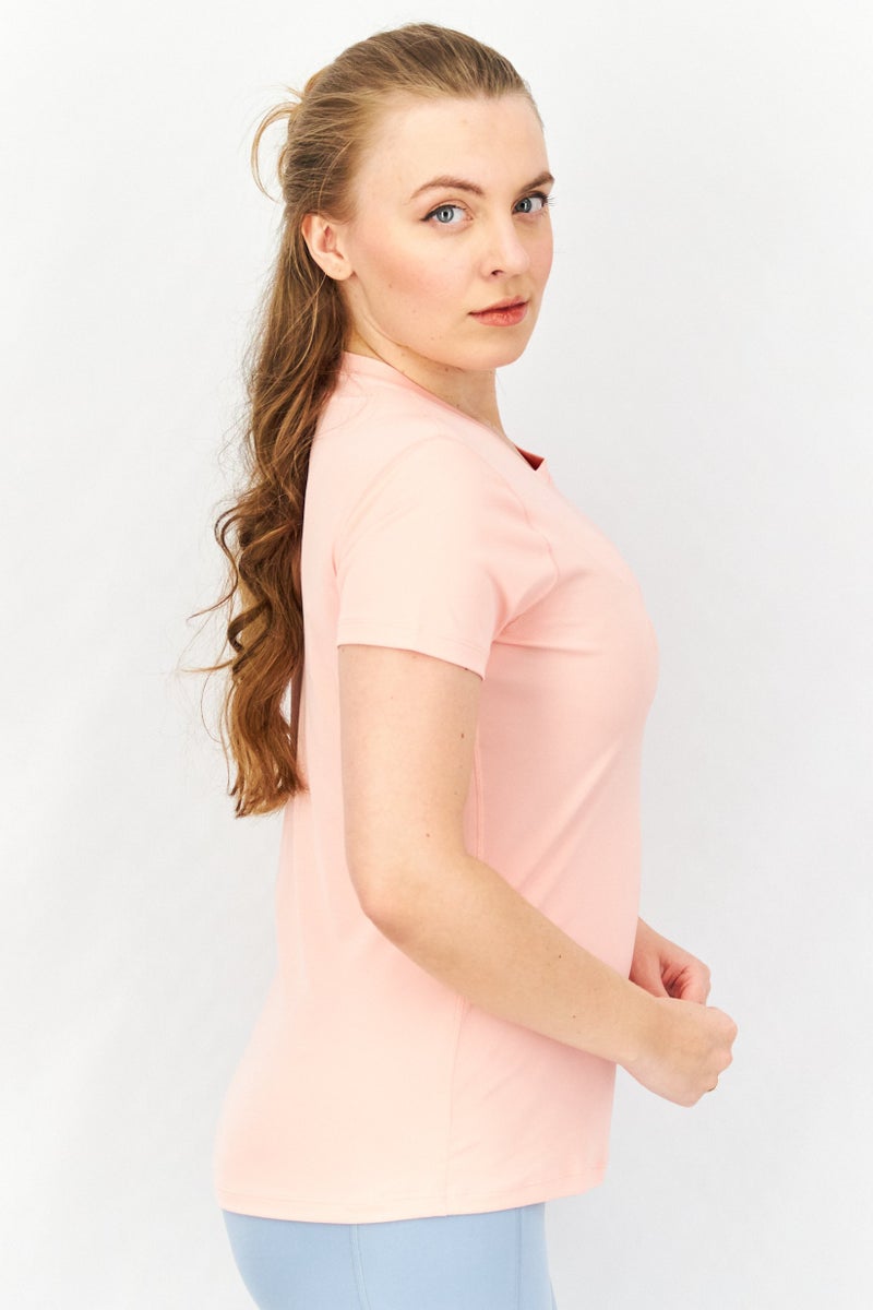 asics Women Sportswear Fit Short Sleeve Brand Logo Running Top, Pink - Image 2