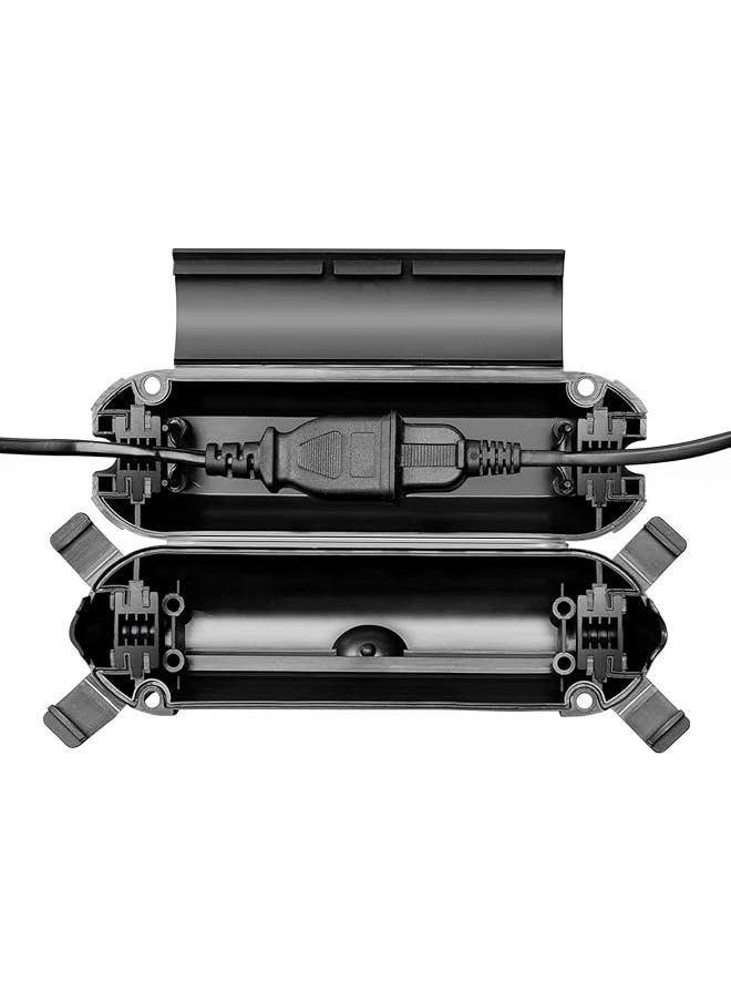 erorex 1 Pack Outdoor Extension Cord Cover Water Resistant Electrical Connection Box Fits Awg12 18 Cords Protects Outdoor Outlets Plugs Sockets String Lights And Power Tools Black  - Image 1