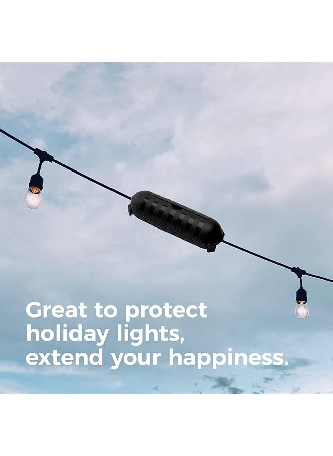 erorex 1 Pack Outdoor Extension Cord Cover Water Resistant Electrical Connection Box Fits Awg12 18 Cords Protects Outdoor Outlets Plugs Sockets String Lights And Power Tools Black  - Image 4