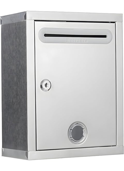 All in 1 Suggestion Box Locking Mailbox Key Drop Box Mail Box Safe Lock Box Ballot Box Letter BoxDonation Box with Lock Table Top or Wall Mount Silver