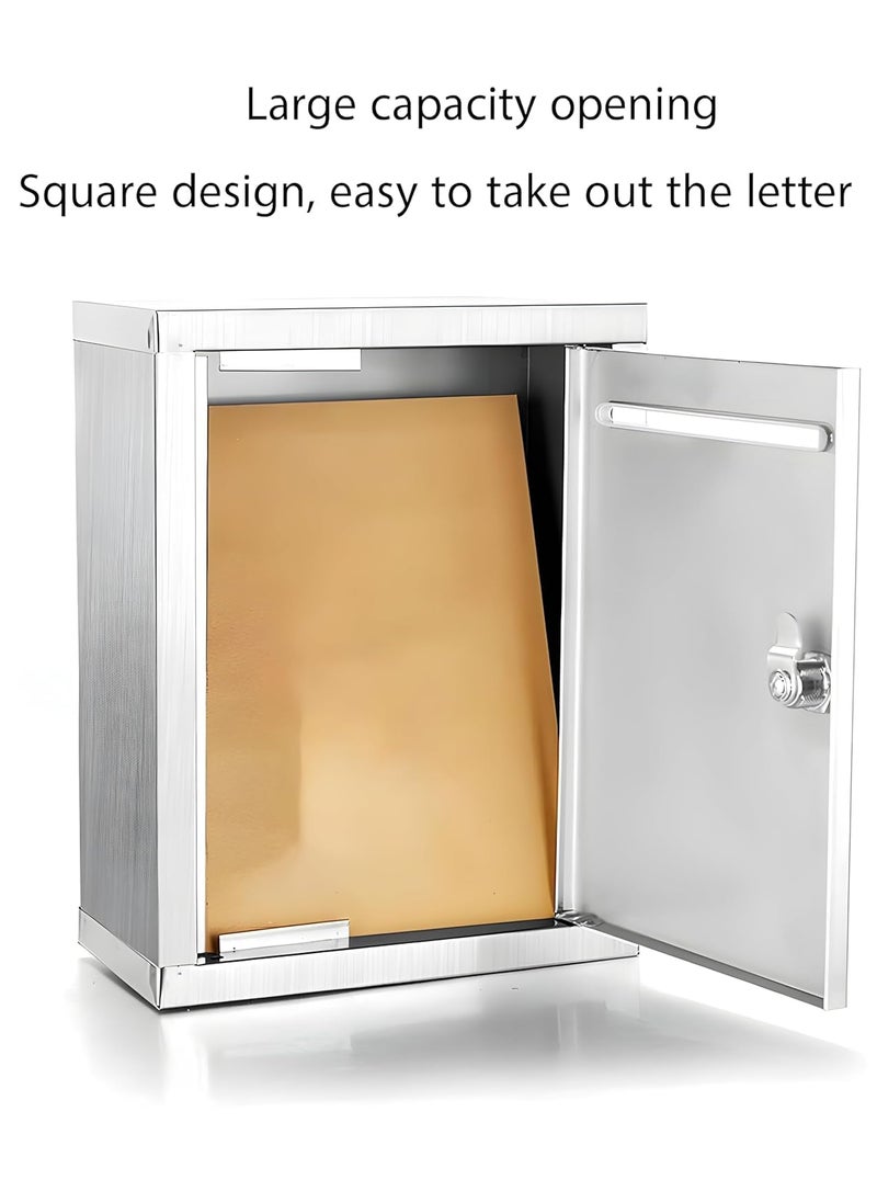 ZSIGNS - All in 1 Suggestion Box Locking Mailbox Key Drop Box Mail Box Safe Lock Box Ballot Box Letter BoxDonation Box with Lock Table Top or Wall Mount Silver - Image 1