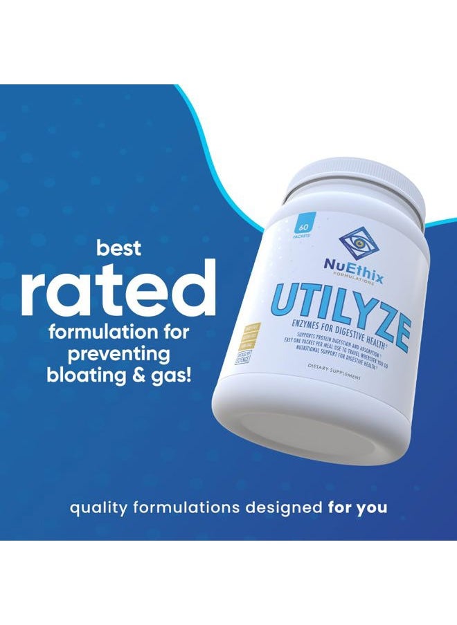 NuEthix Formulations - Utilyze Enzymes for Digestive Wellness, Dietary Supplement for Nutrient Absorption, 60 Travel Packets - Image 1