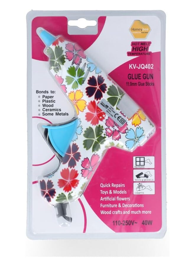 إيروريكس مسدس غراء سهل الاستخدام بقوة 40 واط و110 فولت و250 فولت مع كابل متعدد الألوان بطول 1.4 متر - Image 1