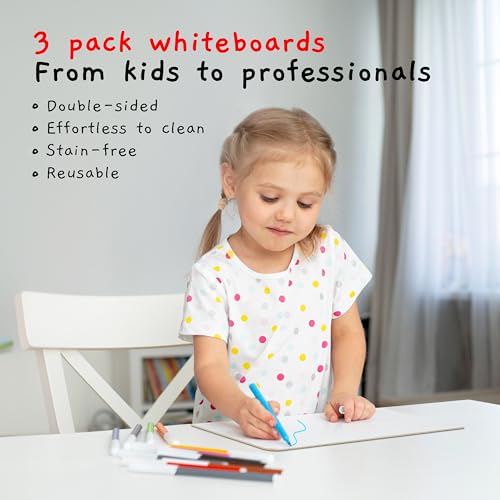 Board Geeks Mini Dry Erase Board for Kids, 3-Pack - 9x12-Inch Small White Boards for Students and Teachers - Double-Sided, Portable, and Easy-to-Clean Writing Boards for Classroom, Office, or Home - Image 2